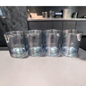 Libbey Ombre Blue Gray Lowball Glasses, Set Of 4, Vintage Barware, Old Fashioned